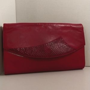 " VINTAGE" red leather clutch